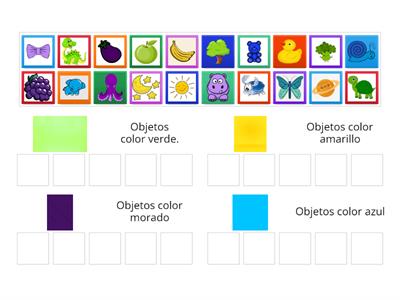 Clasifica los objetos, segun su color correspondiente