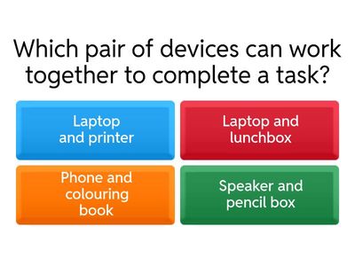 Ch-3 Networks and Digital CommunicationWhich pair of devices can work together to complete a task?