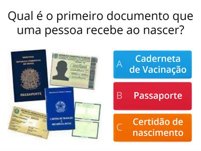 QUIZ CIDADANIA - USO DE DOCUMENTOS PESSOAIS