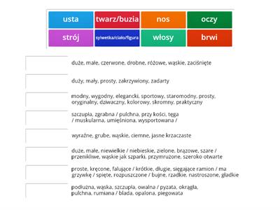 Opis postaci - słownictwo