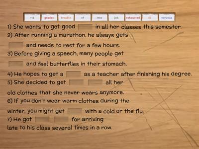 Focus 2 Unit 5.4 phrases with "get"