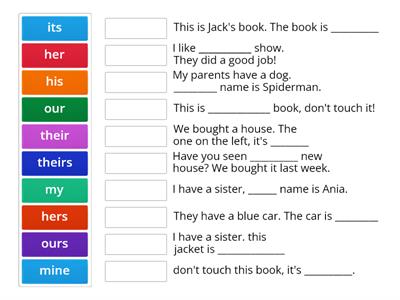 PWA Possessive adjectives and possessive pronouns