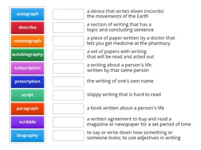 Word Study #4 Root: graph (writing); Root: scrib, script (write)