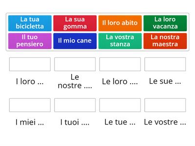 Aggettivi possessivi trasforma al plurale