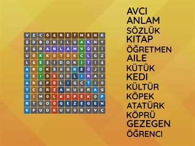 2.Sınıf Kelime Bulmaca 