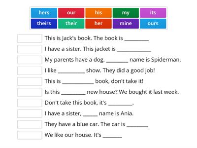 Possessive adjectives and possessive pronouns 1