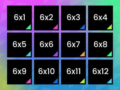 6, 12, 18, 24, 30, 36, 42, 48, 54, 60, 66, 72 -  6x table Bingo  - choose 5 numbers -