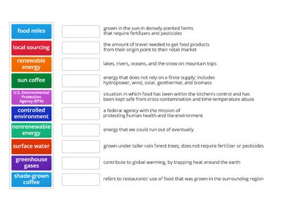 Culinary Arts 2: Chapter 13 - Sustainability - Vocab 1