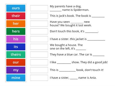 Possessive adjectives and possessive pronouns