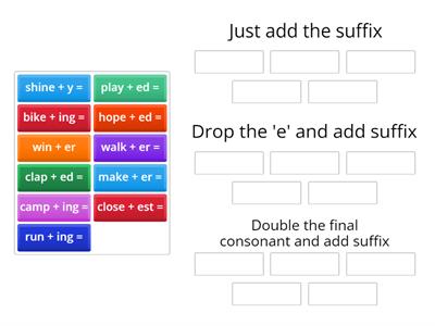 Suffix Sorting - drop the e, double the consonant, just add suffix