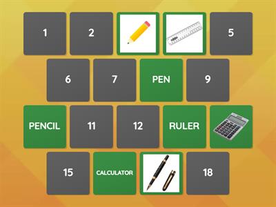 CLASSROOM OBJECTS - MEMORY GAME - 3RD GRADE