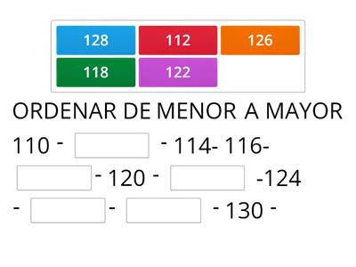 SERIE NUMÉRICAS - ANTERIOR Y POSTERIOR-ORDEN DE MENOR A MAYOR.