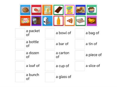Containers and Quantities Vocabulary