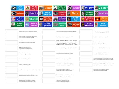  World War II Vocabulary Match Up