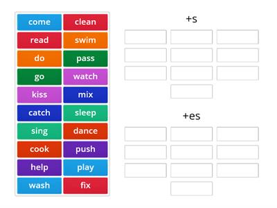 Verbs + s/es