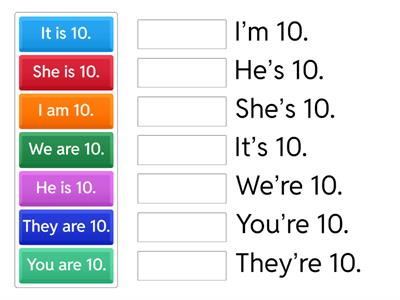 To BE short forms affirmative