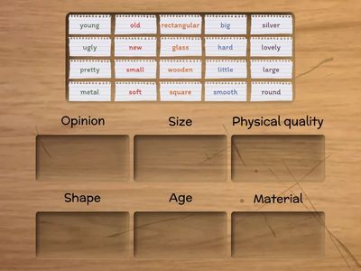 Categorize the adjectives (Unit 6 - adjectives)