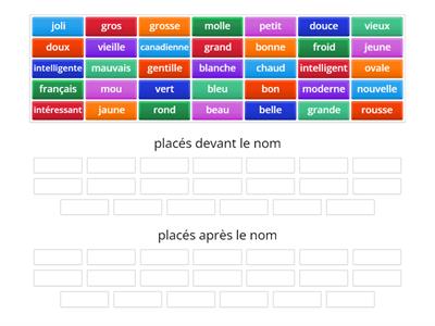 Place de l'adjectif  avant ou après