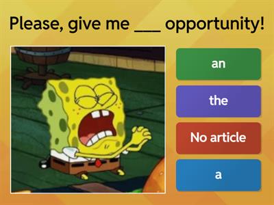 Quiz Articles: A, an, the, no article