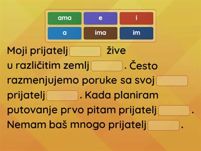 Deklinacija u množini - nastavci