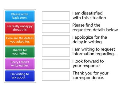 Match each informal sentence with its formal equivalent.