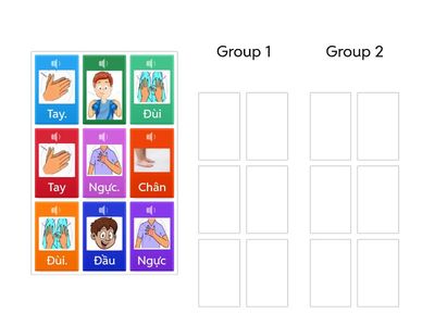 Sắp xếp theo quy tắc 3 đối tượng, đúng với những động tác vừa học 