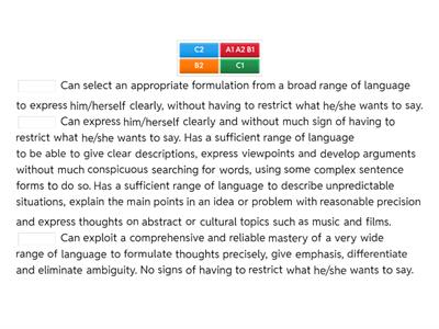 General Linguistic range levels B2-C2