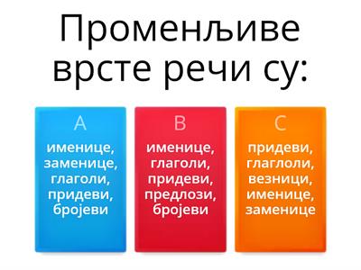 Променљиве и непроменљиве врсте речи