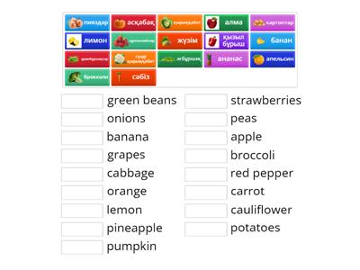 Көкөнистер мен жемистер (қазақ-ағылшын)