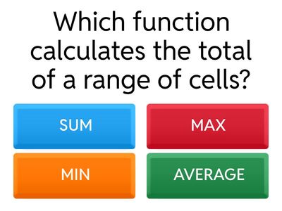 Spreadsheet Functions Quiz