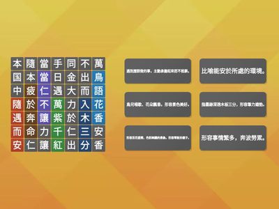 翰林國小國語_2下L03紫斑蝶向北飛 找出成語，再配對解釋