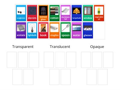 Transparent, translucent or opaque? Year 6