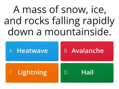 Natural disasters and extreme weather conditions -  Quiz