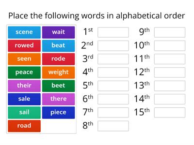 Homophone ABC order