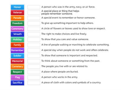 MEMORIAL DAY VOCABULARY