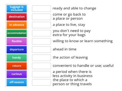 TRAVELLING VOCABULARY