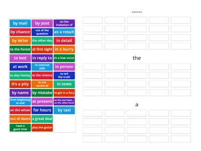 Set expressions with articles