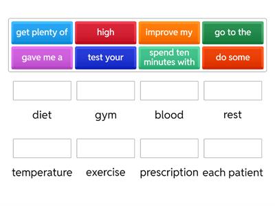Health and medicine collocations - PET Booster
