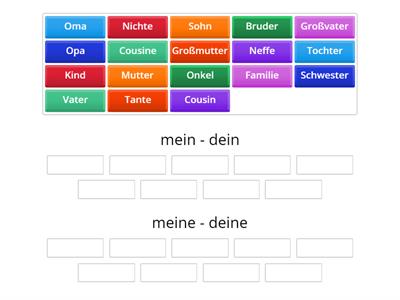 Mein/meine, dein/deine (Familie)