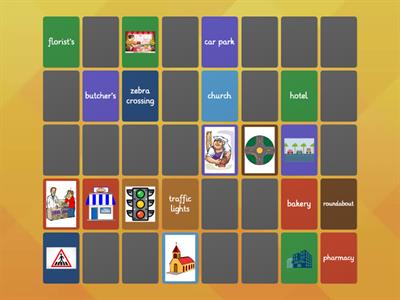 Places in a town or city - match the pairs