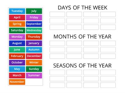 DAYS, MONTHS & SEASONS