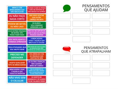 PENSAMENTOS QUE AJUDAM E PENSAMENTOS QUE ATRAPALHAM