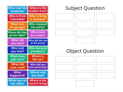 Subject and Object questions - 9ºAno