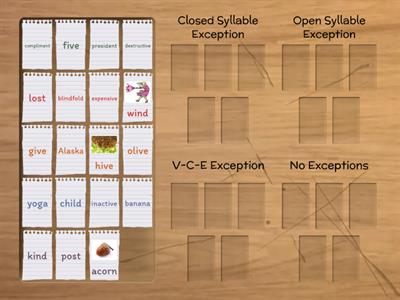 Syllable type exceptions. (Rule breakers)