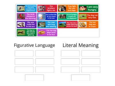 Literally or Figuratively? Can you read the sentences and determine if they use literal or figurative language?