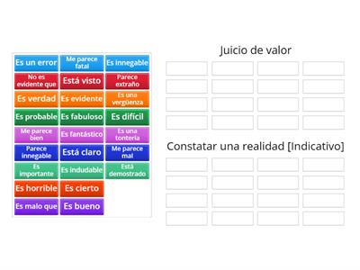 Constatar una realidad (Indicativo) / Juicio de valor (Subjuntivo)