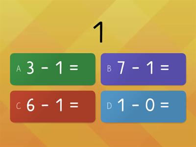 Kuiz Operasi Matematik Tolak  Prasekolah