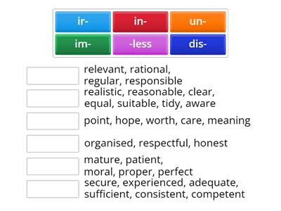 B2+ Word building: negatives