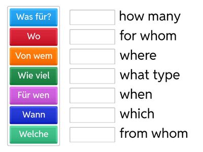 German Question Words Match