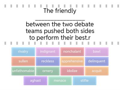 The Outsiders Vocabulary List A - Sentences